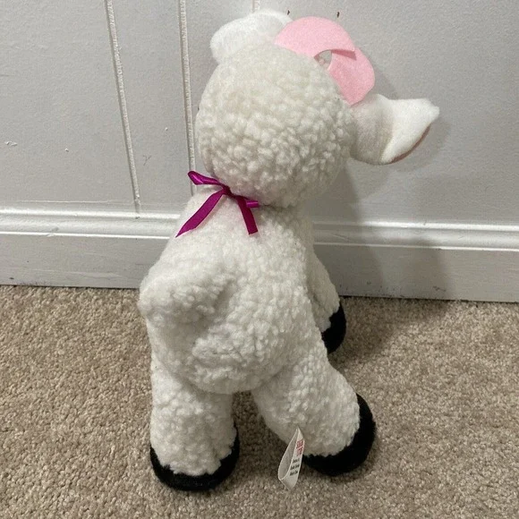 Vintage Sugar Loaf Lamb Sheep Wooly Plush Bell Black Feet 12 in Stuffed Animal - Picture 3 of 10